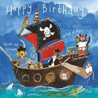 Alex clark AC304 Képeslap  borítékkal, 14x14 cm, kalóz állatok hbd kép