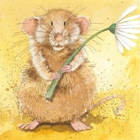 Alex clark AC518 Képeslap  borítékkal, 14x14 cm, malcolm hörcsög virággal kép