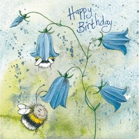 Alex clark AC598 Képeslap  borítékkal, 14x14 cm, harangvirág méhekkel kép