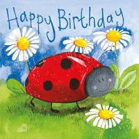 Alex clark AC608 Képeslap  borítékkal, 14x14 cm, katica hbd kép