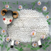 Alex clark AC747 Képeslap  borítékkal, 14x14 cm, bárány virágokkal kép