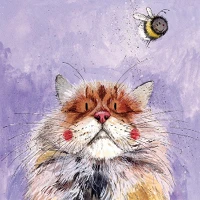 Alex clark AC754 Képeslap  borítékkal, 14x14 cm, cica méhecskével kép