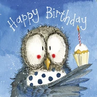 Alex clark AC762 Képeslap  borítékkal, 14x14 cm, bagoly hbd kép