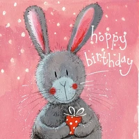 Alex clark AC763 Képeslap  borítékkal, 14x14 cm, nyuszi ajándékkal hbd kép