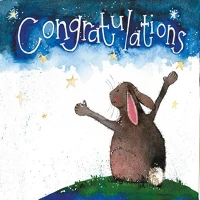 Alex clark AC779 Képeslap  borítékkal, 14x14 cm, nyuszi congratulations kép