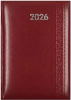 Alisca 23.0332812 Határidőnapló  rebel varrott b/5 napi fehér lapos bordó 2026. kép