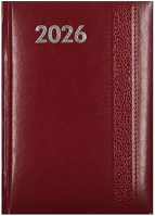 Alisca 23.0333012 Határidőnapló  rebel varrott b/6 napi fehér lapos bordó 2026. kép