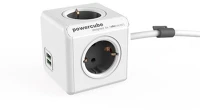 Allocacoc 1402GY/DEEUPC Allocacoc PowerCube Extended Elosztó (4 aljzat + 2 USB csatlakozó) 1.5 m kábel - Fehér-szürke kép