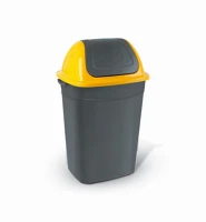 Alpha H65UP013S Billenőfedeles szemetes kuka, butterfly, műanyag, antracit-sárga, 50 l kép