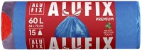 Alufix 60L 26 Szemeteszsák  60l 26 mikronos zárószalaggal kék 15 darabos kép