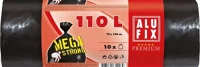Alufix COR_KHK961 Szemeteszsák, mega erős, 110 l, 10 db, 70x110 cm, 80 µ, fekete kép