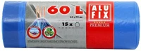 Alufix COR_KHT175 Szemeteszsák, zárószalagos, 60 l, 15 db, 64x71 cm, 26 µ, kék kép