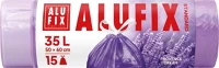 Alufix MSZH3515VIOLA Szemeteszsák, zárószalagos, 35 l, 15 db, 50x60 cm, 15 µ, levendula kép