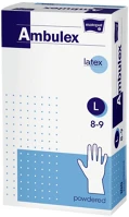 Ambulex MA-144-L000-004 Latex fehér gumikesztyű púderes l 100db/doboz kép