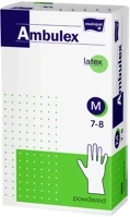 Ambulex MA-144-M000-004 Latex fehér gumikesztyű púderes m 100db/doboz kép