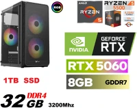 Amd 5500 6 Gamer pc:  ryzen 5500  6 magos cpu+ rtx 5060 8gb vga+32gb ddr4 ram kép