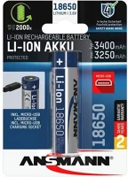 Ansmann 1307-0003 18650 li-ion 3400mah védett akkumulátor usb töltéssel kép