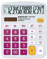 Antilop A2114C864 A-2114c napelemes asztali számológép bordó gombokkal kép