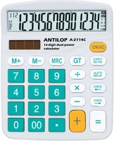 Antilop H30A2114C871 Számológép asztali 14 számjegy nagy, döntött kijelző kék gombok fehér száml, ap  a-2114c kép