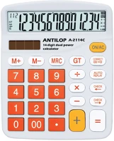 Antilop H30A2114C895 Számológép asztali 14 számjegy nagy, döntött kijelző narancs gombok fehér száml, ap  a-2114c kép