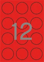 Apli 02868 Etikett, 60 mm kör, színes, neon piros, 240 etikett/csomag kép