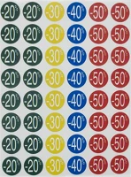 Apli 30-70 Etikett, árengedmény, 24 mm, kör, színes, 240 etikett/csomag, -30-70% kép
