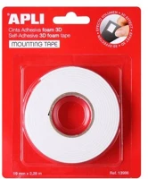 Apli COR_LCA13986 Ragasztó tekercs, 3d, kétoldalas, szivacs, 19 mm x 2,28 m, fehér kép