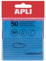 Apli COR_LCA19571 Öntapadó jegyzettömb, átlátszó, vízálló, 75x75 mm, 50 lap, kék kép