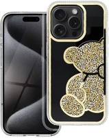 Apple 101181 Teddy bear iphone 14 pro csillogó köves tok, arany kép