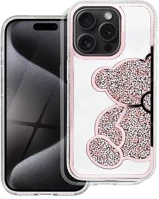 Apple 101197 Teddy bear iphone 15 pro csillogó köves tok, rózsaszín kép