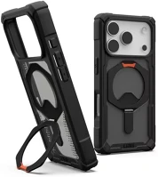 Apple 114528114097 iphone 17 pro max hátlap tok kitámasztóval, magsafe, black/pop orange kép