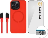 Apple 57983125197 iphone 15 pro tok / üvegfólia / töltőkábel szett, piros kép