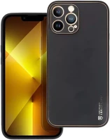 Apple 68555 Forcell leather műbőr hátlap tok,  iphone 14 pro, fekete kép