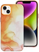 Apple 74842 Magsafe műbőr tok  iphone 14 plus narancs színfolt kép