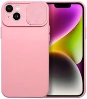 Apple 75081 Slide  iphone 14 plus, kameravédős szilikon tok, rózsaszín kép