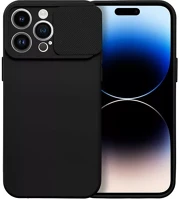 Apple 75085 Slide  iphone 14 pro max, kameravédős szilikon tok, fekete kép