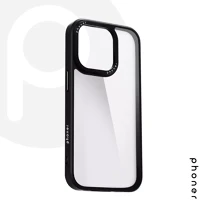 Apple 98204 Phoner custom hybrid  iphone 14 pro hátlap tok, fekete (fekete gombokkal) kép