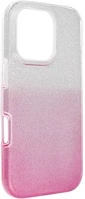 Apple 99253 Iphone 16 pro csillámos hátlap tok, átlátszó/rózsaszín kép