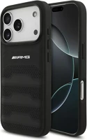 Apple AMHCP17LGSEBK Amg leather debossed lines logo iphone 17 pro hátlap tok, fekete kép