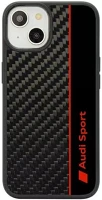 Apple AUS-TPUPCIP14-R8/D1-BK Audi carbon fiber stripe iphone 13 / 14 / 15 tok, fekete / piros kép