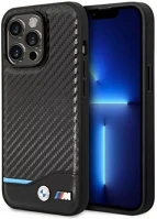 Apple BMHCP14L22NBCK Bmw leather carbon  iphone 14 pro hátlap tok, fekete kép