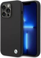 Apple BMHCP14LSILBK Bmw silicone metal logo  iphone 14 pro hátlap tok, fekete kép