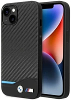 Apple BMHCP14S22NBCK Bmw leather carbon  iphone 14 hátlap tok, fekete kép