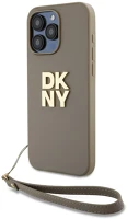 Apple DKHCP14LPBSWSE Dkny pu leather stack logo  iphone 14 pro hátlap tok csuklópánttal, bézs kép