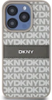 Apple DKHCP14LPRTHSLE Dkny pu leather repeat pattern tonal stripe  iphone 14 pro hátlap tok, bézs kép