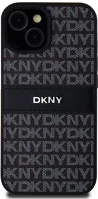 Apple DKHCP15SPRTHSLK Dkny pu leather repeat pattern tonal stripe  iphone 15 hátlap tok, fekete kép