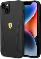 Apple FEHCP14MRBUK Ferrari leather stamp sides  iphone 14 plus bőr hátlap tok, fekete kép