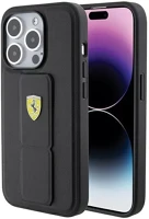Apple FEHCP15XGSPSIK Ferrari grip stand metal logo iphone 15 pro max kemény hátlap tok, fekete kép