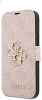 Apple GUBKP13X4GMGPI Guess pu 4g metal logo iphone 13 pro max flip tok, rózsaszín kép