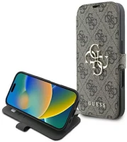 Apple GUBKP16M4GMGBR Guess 4g metal logo iphone 16 plus flip/oldalra nyíló tok, barna kép
